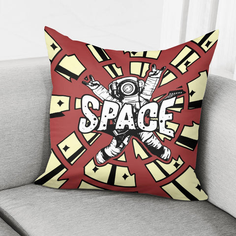 Image of Astronauts And Stars And Stars And Spots And Musical Instruments And Records And Sound Waves And Fonts Pillow Cover