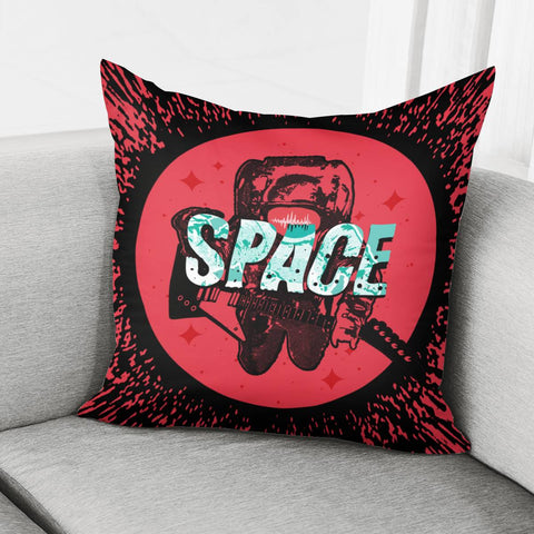 Image of Astronauts And Stars And Stars And Spots And Musical Instruments And Sound Waves And Fonts Pillow Cover