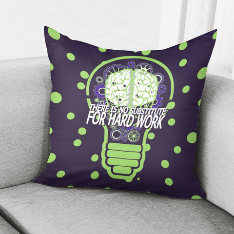 Image of Edison And Spots And Gears And Brain And Light Bulbs And Fonts Pillow Cover