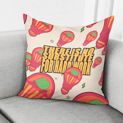 Image of Edison And Stars And Lightning And Brain And Light Bulbs And Fonts Pillow Cover