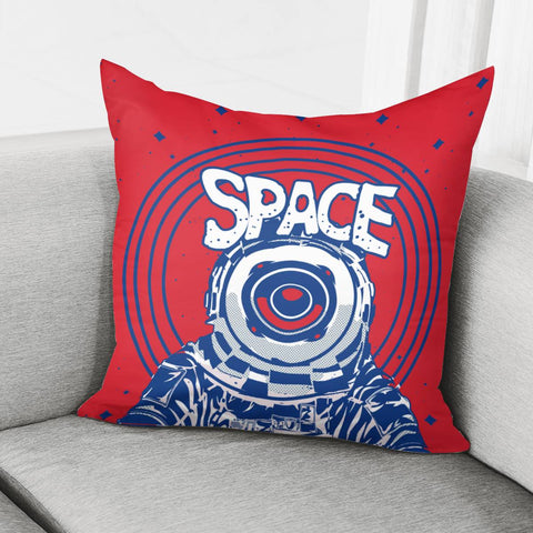 Image of Astronauts And Stars And Speakers And Sound Waves And Fonts Pillow Cover