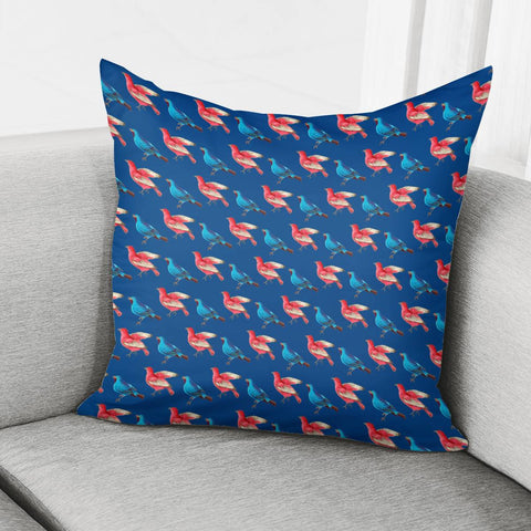 Image of Red And Blue Birds Pillow Cover