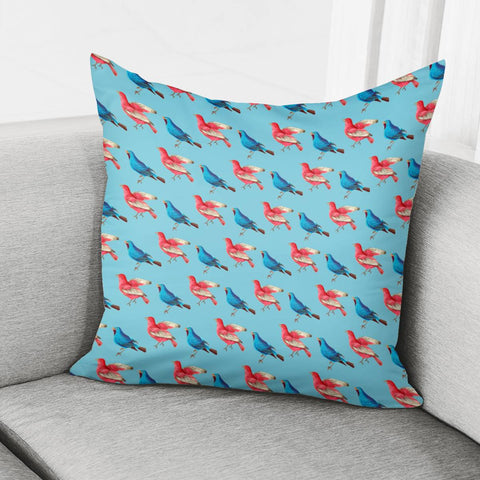 Image of Red And Blue Birds Pillow Cover