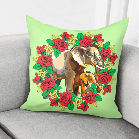 Image of Elephant Mother And Child Pillow Cover