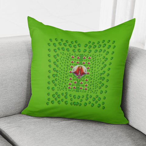 Image of Lady Panda With Flower-Wreath Pillow Cover