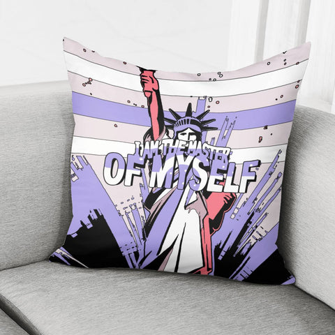 Image of Statue Of Liberty And Light And Polka Dots And Stripes And Fonts Pillow Cover