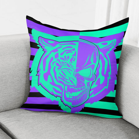 Image of Tiger And Skull And Texture Pillow Cover