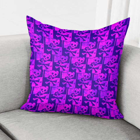 Image of Purple Pink Skull Checker Pillow Cover