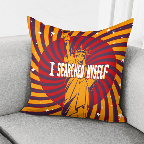 Image of Statue Of Liberty And Light And Spirals And Stars And Fonts Pillow Cover