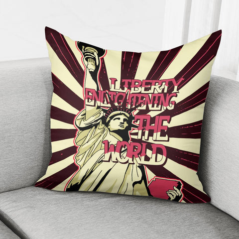 Image of Statue Of Liberty And Light And Font Pillow Cover