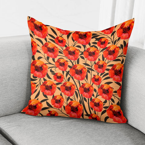 Image of Watercolor Poppies Pillow Cover