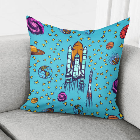 Image of Fun Cartoon Rocket Pillow Cover