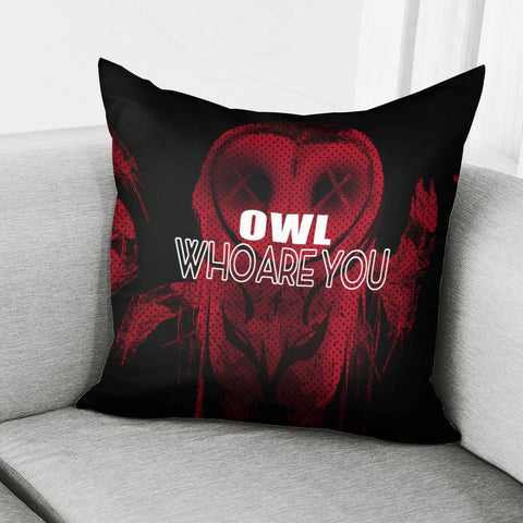 Image of Owl And Feathers And Font And Blood Pillow Cover