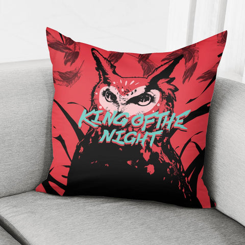 Image of Owl And Feathers And Font And Blood Pillow Cover