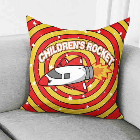 Image of Fun Cartoon Rocket Pillow Cover