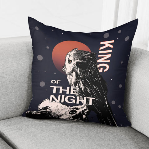 Image of Owl And Moon And Font And Wood And Polka Dots Pillow Cover