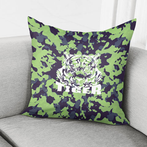 Image of Tiger And Fonts And Camouflage And Animals Pillow Cover