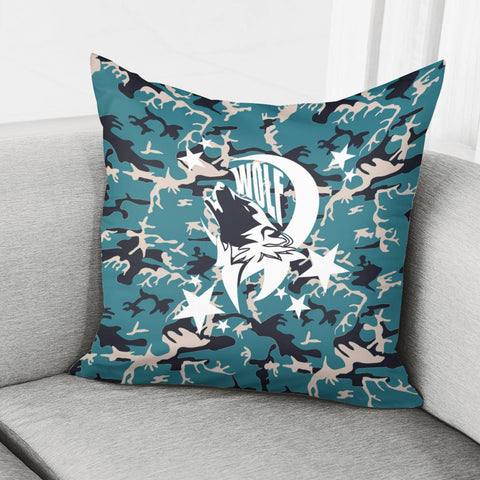 Image of Wolf And Fonts And Stars And Camouflage And Animals Pillow Cover