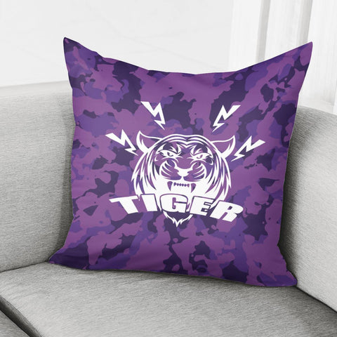 Image of Tiger And Lightning And Camouflage And Animals And Textures Pillow Cover