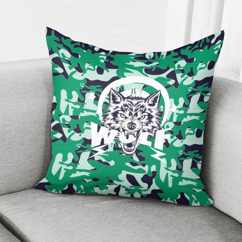 Image of Wolf And Lightning And Camouflage And Animals And Textures Pillow Cover