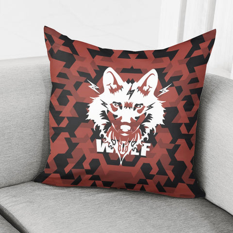 Image of Wolf And Lightning And Camouflage And Animals And Textures Pillow Cover