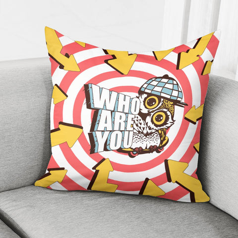 Image of Owl And Arrow And Spiral And Font And Hat And Skateboard Pillow Cover