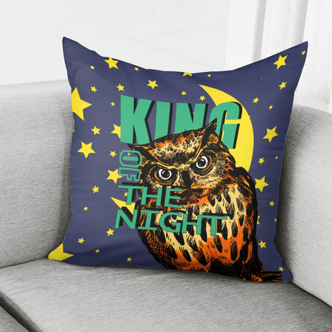 Image of Owl And Stars And Moon And Font Pillow Cover