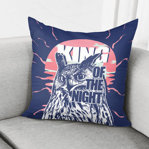 Image of Owl And Moon And Lake And Font Pillow Cover