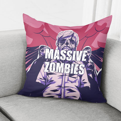 Image of Zombies And Nuclear Explosions And Doomsday And Light And Smoke And Fonts Pillow Cover