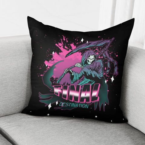 Image of Grim Reaper And Font And Blood And Taro And Stars Pillow Cover