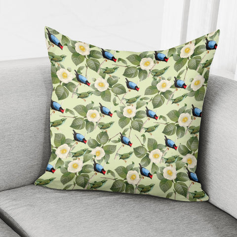 Image of White Camellia And Birds 2 Pillow Cover