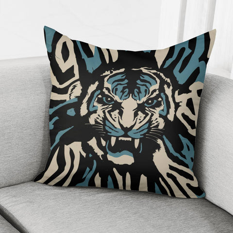 Image of Tiger And Animal Textures And Animals Pillow Cover