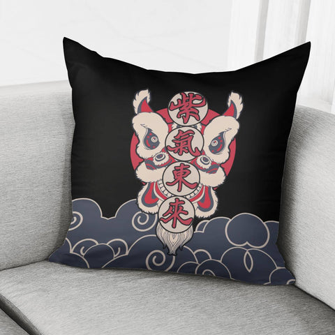 Image of Lion Dance And Waves And Fonts Pillow Cover