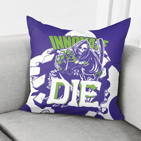 Image of Grim Reaper And Scythe And Font And Stone And Moon Pillow Cover