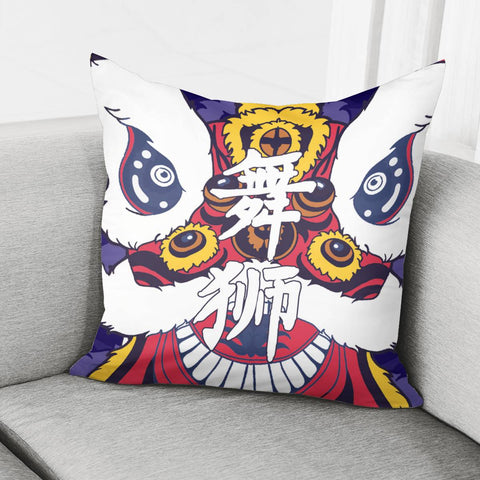 Image of Lion Dance And Shadows And Fonts Pillow Cover