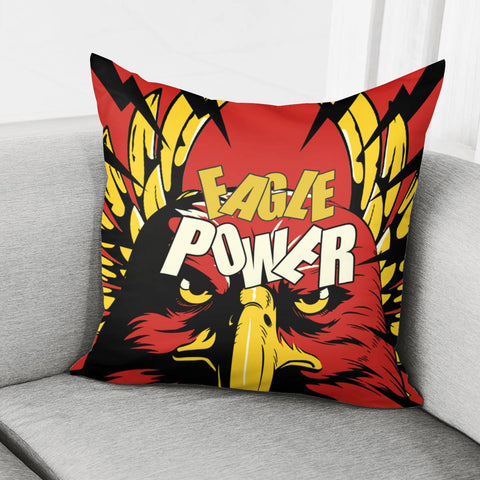 Image of Eagle And Text And Lightning And Wings Pillow Cover