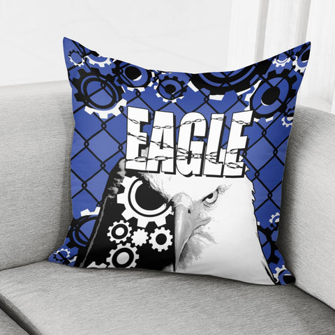 Image of Eagle And Text And Gears And Chains Pillow Cover