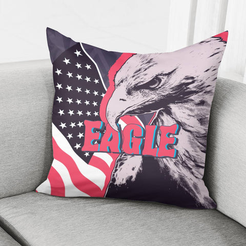 Image of Eagle And Stars And American Flag And Font Pillow Cover