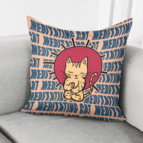 Image of Animals And Cats And Fonts And Sun And Meditation Pillow Cover