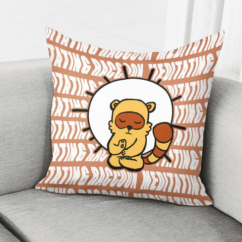 Image of Animals And Raccoons And Fonts And Sun And Meditation Pillow Cover