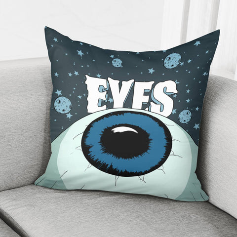 Image of Eyes And Planet And Fonts And Stars And Stars Pillow Cover