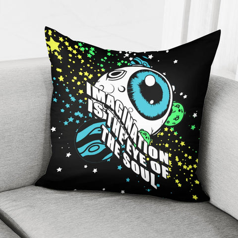 Image of Eyes And Planet And Fonts And Stars And Stars Pillow Cover
