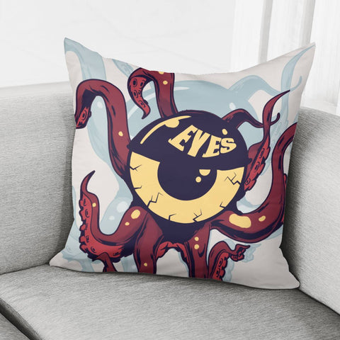 Image of Eyes And Octopus And Fonts And Shadows Pillow Cover