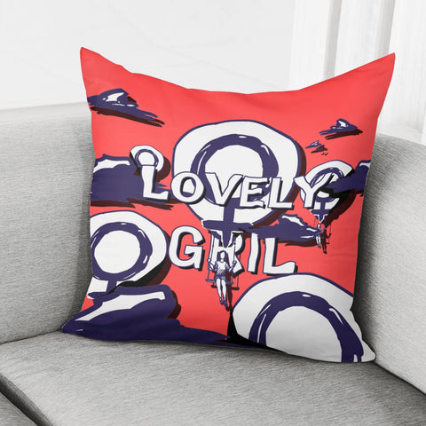 Image of Female Symbols And Fonts And Female Abstract Painting And Clouds Pillow Cover