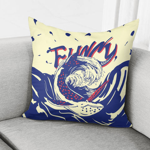 Image of Narwhal And Font And Ocean Pillow Cover