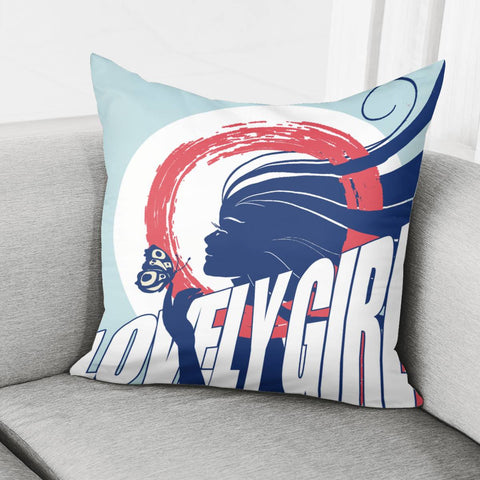 Image of Female Symbols And Female Abstraction And Fonts And Butterflies Pillow Cover