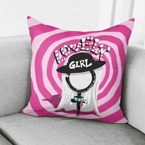 Image of Female Symbol And Female Abstraction And Font And Spiral And Hat Pillow Cover