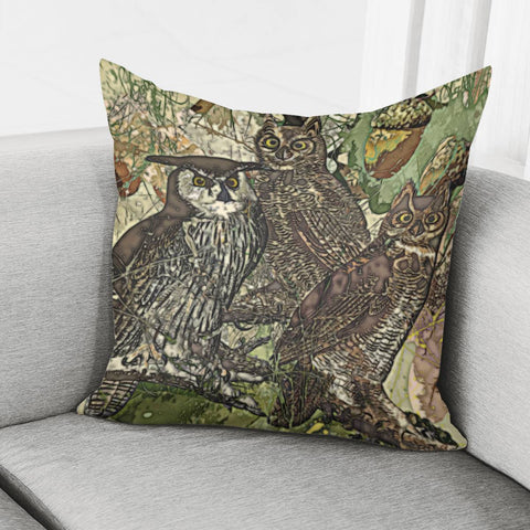 Image of My Owls In Batik Style Pillow Cover