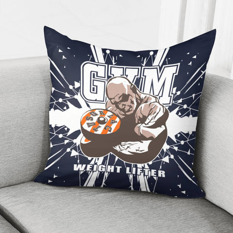 Image of Weightlifting And Muscle Man And Barbell And Font And Debris Pillow Cover