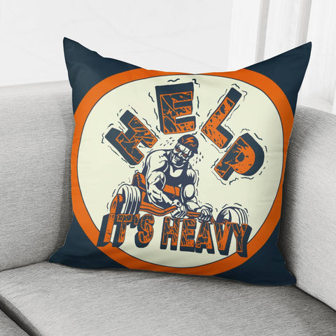 Image of Weightlifting And Muscular Man And Barbell And Font And Ring Pillow Cover